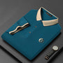 Herren Polohemd mit Stickerei - Elegantes Design-Blau-S-Luzern Mode