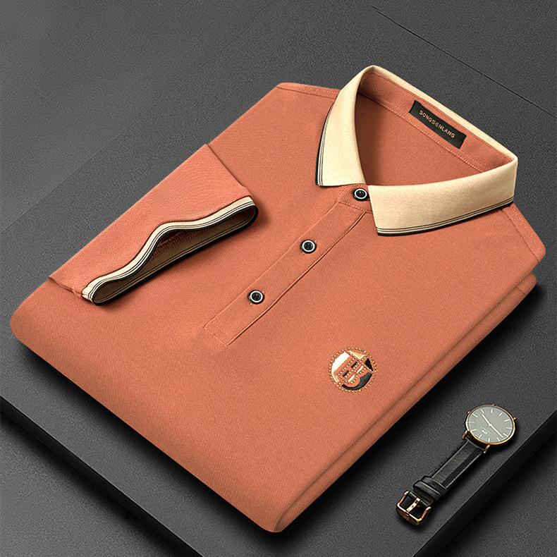 Herren Polohemd mit Stickerei - Elegantes Design-Orange-S-Luzern Mode