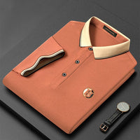Herren Polohemd mit Stickerei - Elegantes Design-Orange-S-Luzern Mode