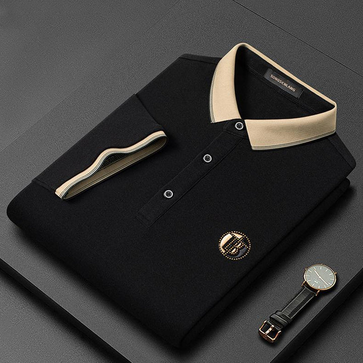 Herren Polohemd mit Stickerei - Elegantes Design-Schwarz-S-Luzern Mode