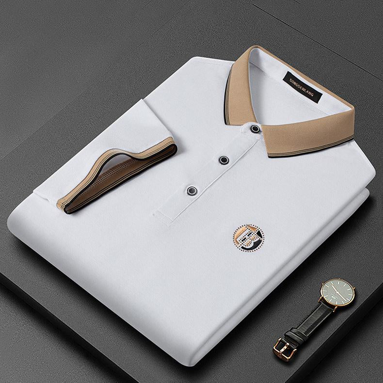 Herren Polohemd mit Stickerei - Elegantes Design-Weiß-S-Luzern Mode