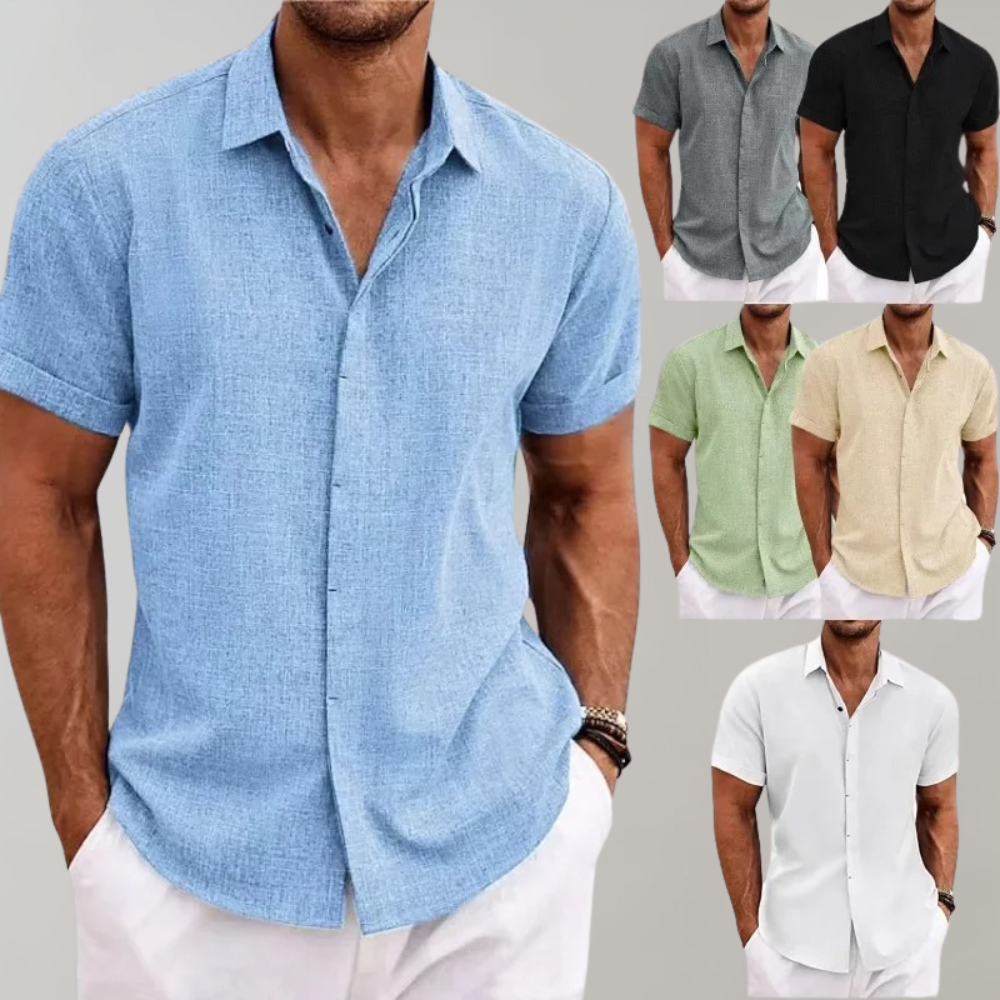 Herren Leinenhemd Kurzarm Sommer Freizeitmode 2023-Luzern Mode