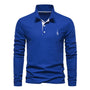 Herren Langarm Poloshirt mit Stickerei - Freizeitmode-Blau-S-Luzern Mode