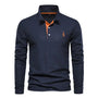 Herren Langarm Poloshirt mit Stickerei - Freizeitmode-Dunkelblau-S-Luzern Mode