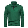 Herren Langarm Poloshirt mit Stickerei - Freizeitmode-Grün-S-Luzern Mode