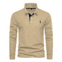 Herren Langarm Poloshirt mit Stickerei - Freizeitmode-Kaki-S-Luzern Mode