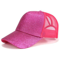 Damen Cap | Mit Extraöffnung | Einstellbar | Atmungsaktiv | Klettband-Pink Glitzer-Luzern Mode