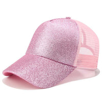 Damen Cap | Mit Extraöffnung | Einstellbar | Atmungsaktiv | Klettband-Rosa Glitzer-Luzern Mode