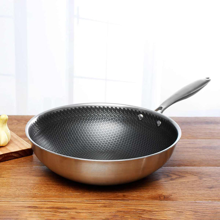 Edelstahl-Bratpfanne | 30 cm Langlebig Kratzfest Antihaft Vielseitig-Luzern Mode