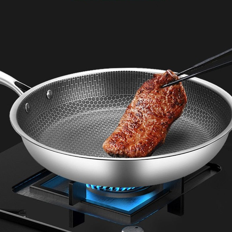 Edelstahl-Bratpfanne | 30 cm Langlebig Kratzfest Antihaft Vielseitig-Luzern Mode