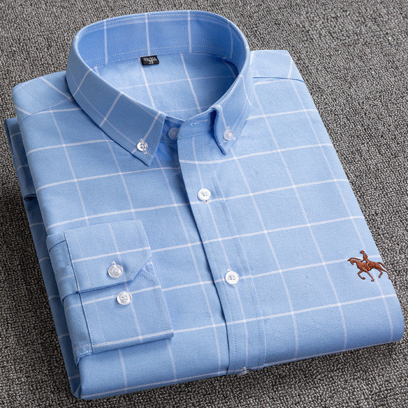 Herren Karohemd mit Button-Down-Kragen für Business-Look-40 / ~M-Hellblau Kariert-Luzern Mode