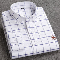 Herren Karohemd mit Button-Down-Kragen für Business-Look-40 / ~M-Weiß Kariert-Luzern Mode