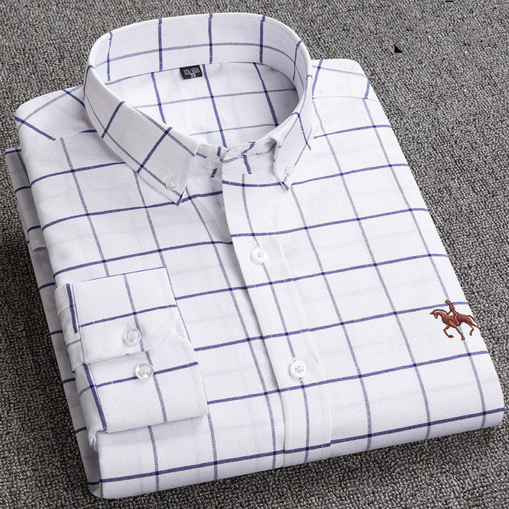 Herren Karohemd mit Button-Down-Kragen für Business-Look-40 / ~M-Weiß Kariert-Luzern Mode