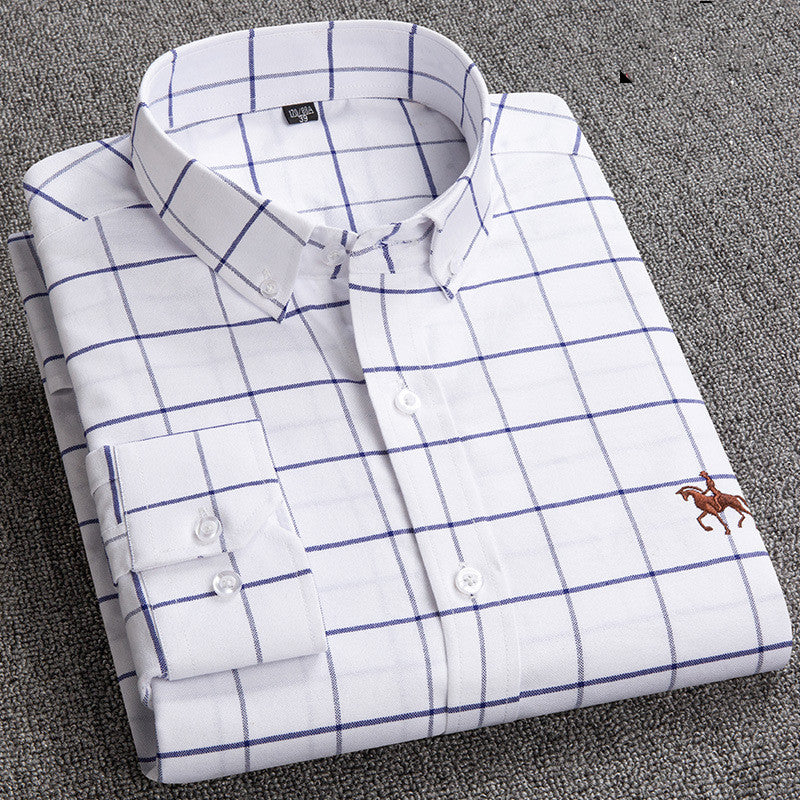 Herren Karohemd mit Button-Down-Kragen für Business-Look-40 / ~M-Weiß Kariert-Luzern Mode