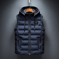 Gepolsterte Herren-Weste | Kapuze | Ärmelos | Reißverschluss | Taschen-Blauw-S-Luzern Mode