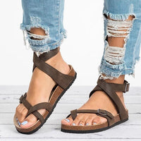 Damen Sandalen | Offen | Riemen | Verstellbar | rutschfest | Nachhaltig-Braun-35-Luzern Mode