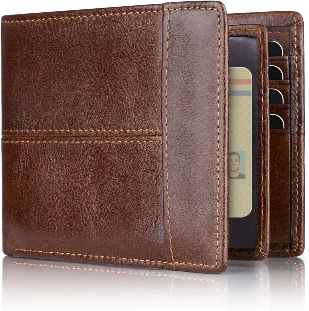 Herren Leder Geldbörse RFID Schutz mit Kartenfächern-Braun-Luzern Mode