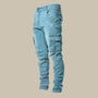 Herren Cargo-Jeans | Stretch | Slim Fit | Taschen | Knopfverschluss-Blau-S-Luzern Mode