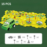 Kinder Rennbahn Puzzle | Problemlösungsfähigkeiten Lernspaß Anpassbarer Spielspaß-15 Teile-Dinosaurier-Luzern Mode