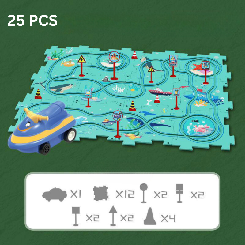 Kinder Rennbahn Puzzle | Problemlösungsfähigkeiten Lernspaß Anpassbarer Spielspaß-25 Teile-Ozean-Luzern Mode