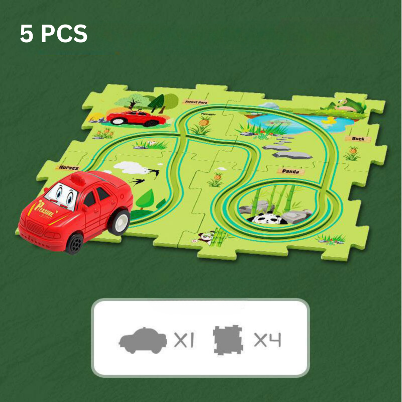 Kinder Rennbahn Puzzle | Problemlösungsfähigkeiten Lernspaß Anpassbarer Spielspaß-5 Teile-Safari-Luzern Mode