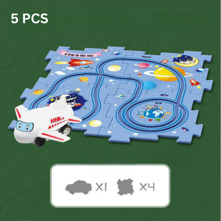 Kinder Rennbahn Puzzle | Problemlösungsfähigkeiten Lernspaß Anpassbarer Spielspaß-5 Teile-Weltraum-Luzern Mode