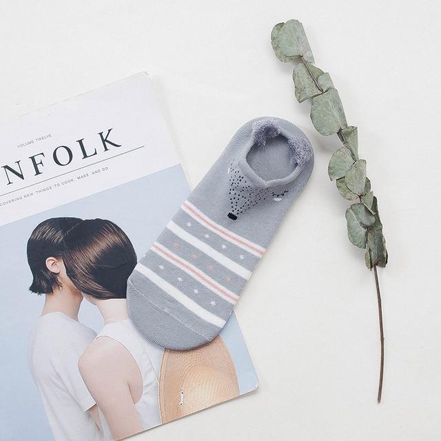 Sneakersocken mit Tiergesicht & Öhrchen – Baumwolle 35–40 (2+2 GRATIS)