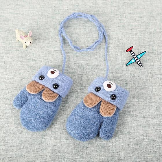 Winterwarme gefütterte Kinder-Fäustlinge mit Hasenmotiv & Kordel – 1+1 Gratis – 0–4 Jahre