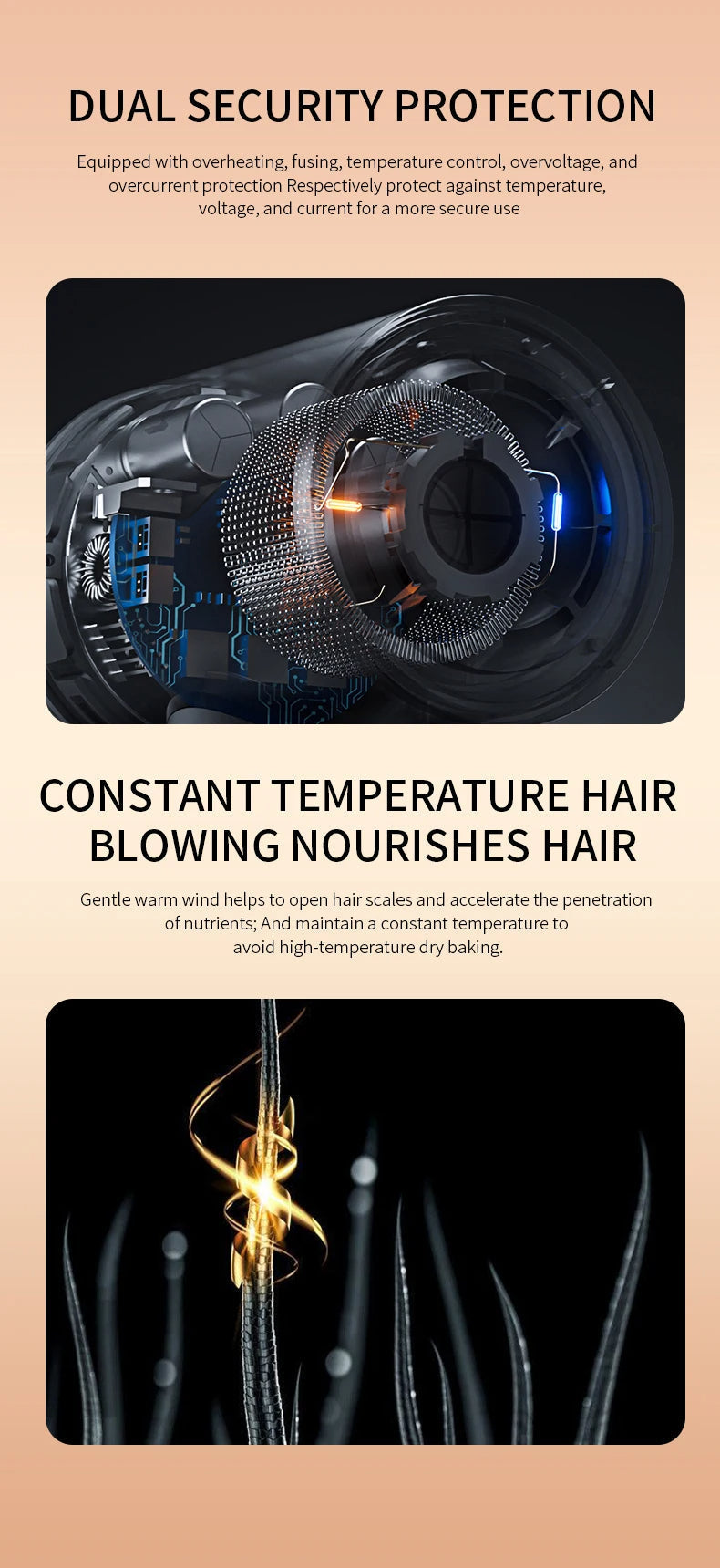 Haarföhn | Warm Kalt Kraftvoll Stylen Vielseitig Ionen Antipluis Licht-Luzern Mode