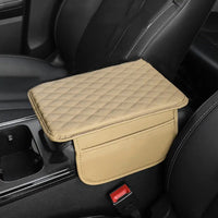 Auto Armlehnenmatte | PU-Leder Langlebig Stilvoll Praktisch Rutschfest-Beige-Luzern Mode