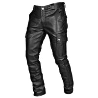 Herren Kunstlederhose mit Taschen und Gürtel - Modisch-Luzern Mode