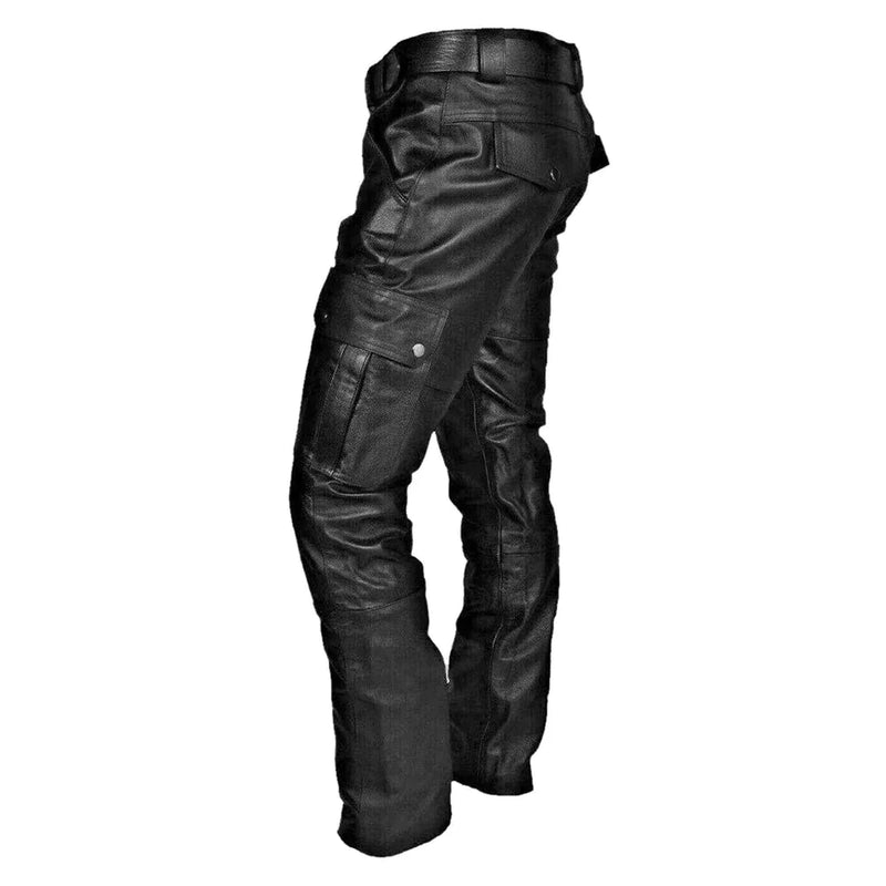 Herren Kunstlederhose mit Taschen und Gürtel - Modisch-Luzern Mode