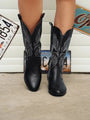 Damen Westernstiefel mit Stickerei und Blockabsatz-Schwarz-36-Luzern Mode