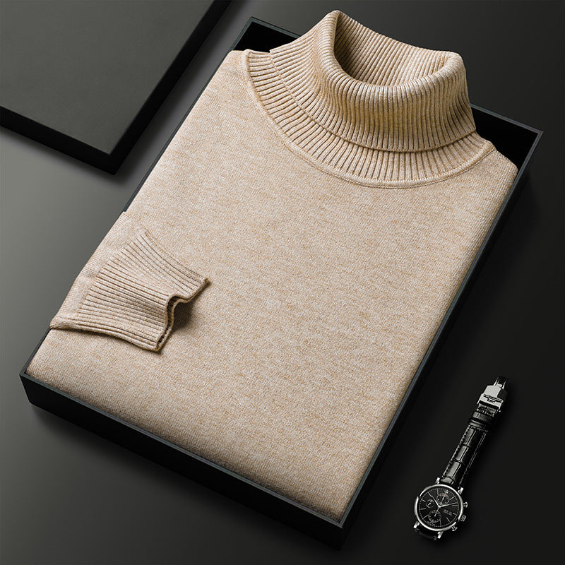 Herren Pullover | Kaschmir-Mix | Einfarbig | Weich | Streifenmuster | Warm-Beige-XS-Luzern Mode