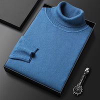 Herren Pullover | Kaschmir-Mix | Einfarbig | Weich | Streifenmuster | Warm-Blau-XS-Luzern Mode