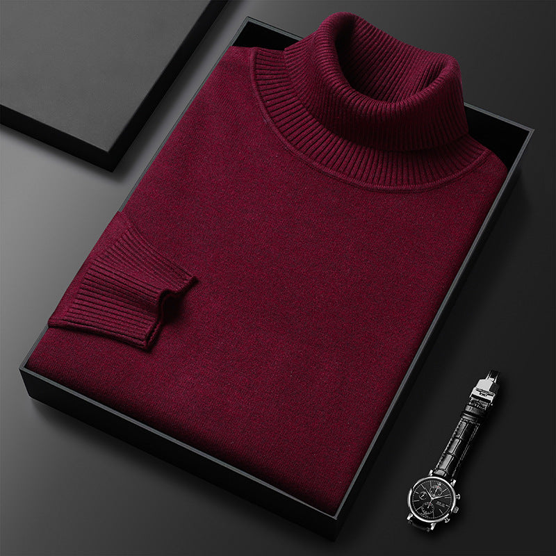 Herren Pullover | Kaschmir-Mix | Einfarbig | Weich | Streifenmuster | Warm-Bordeauxrot-XS-Luzern Mode