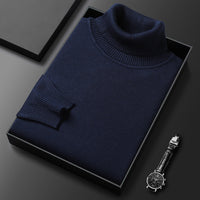 Herren Pullover | Kaschmir-Mix | Einfarbig | Weich | Streifenmuster | Warm-Dunkelblau-XS-Luzern Mode