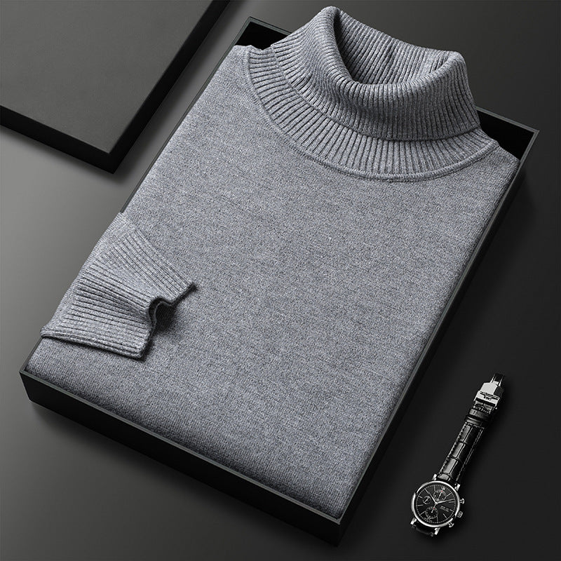 Herren Pullover | Kaschmir-Mix | Einfarbig | Weich | Streifenmuster | Warm-Dunkelgrau-XS-Luzern Mode