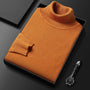 Herren Pullover | Kaschmir-Mix | Einfarbig | Weich | Streifenmuster | Warm-Orange-XS-Luzern Mode