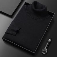 Herren Pullover | Kaschmir-Mix | Einfarbig | Weich | Streifenmuster | Warm-Schwarz-XS-Luzern Mode