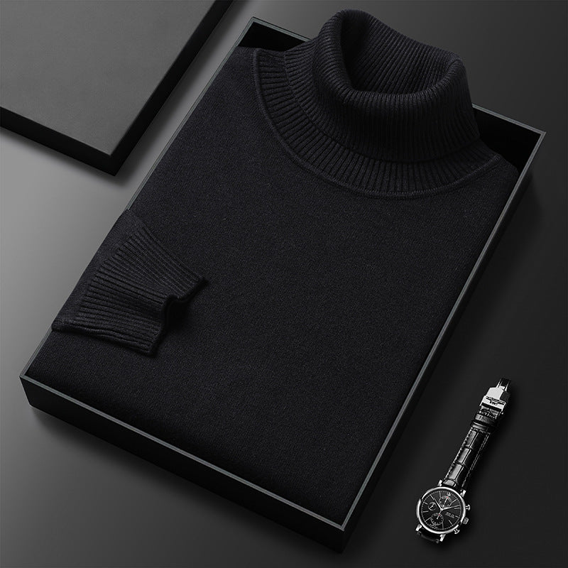 Herren Pullover | Kaschmir-Mix | Einfarbig | Weich | Streifenmuster | Warm-Schwarz-XS-Luzern Mode
