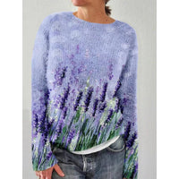 Damen Pullover mit Lavendelmotiv – Strickmode Trend 2023-S-Luzern Mode