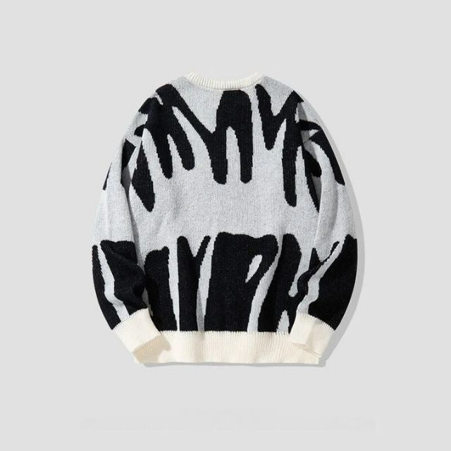 Herren Strickpullover mit abstraktem Muster, bequemes Design-Luzern Mode