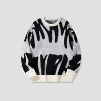 Herren Strickpullover mit abstraktem Muster, bequemes Design-Grau-XS-Luzern Mode