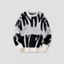 Herren Strickpullover mit abstraktem Muster, bequemes Design-Grau-XS-Luzern Mode