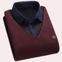 Herren Pullover mit Hemdkragen - Eleganter Strickpullover-Rot-M-Luzern Mode