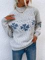 Damen Strickpullover mit Blumenmuster für Herbst/Winter-Hellgrau-S-Luzern Mode