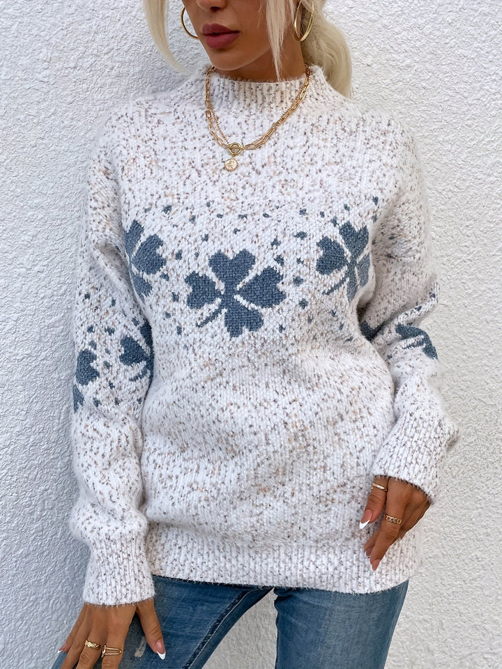 Damen Strickpullover mit Blumenmuster für Herbst/Winter-Luzern Mode