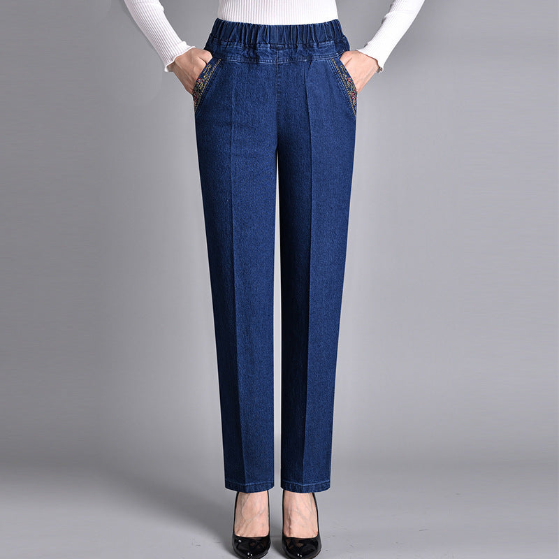 Jeans mit Push-up-Effekt | Warme Innenauskleidung | Slimfit | Stretch-Dunkelblau (ohne Innenfutter)-XL-Luzern Mode