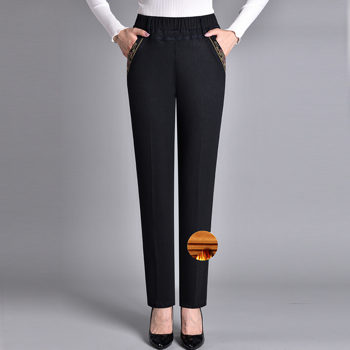 Jeans mit Push-up-Effekt | Warme Innenauskleidung | Slimfit | Stretch-Schwarz (mit Innenfutter)-XL-Luzern Mode